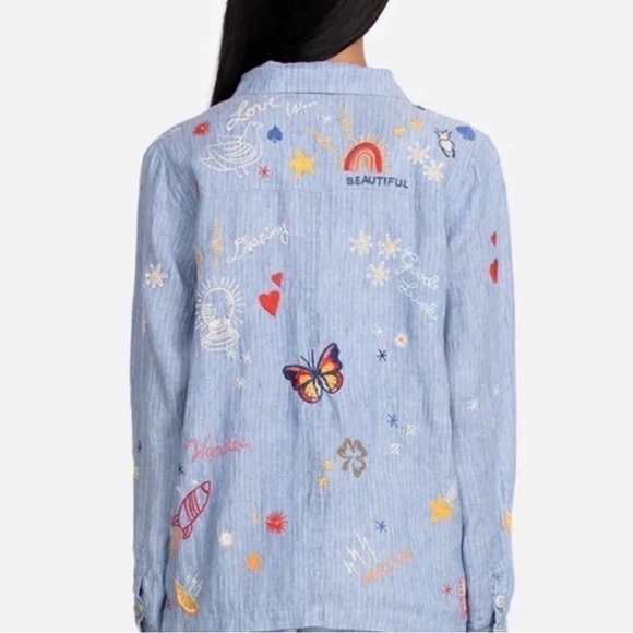 Embroidered Johnny was blue button-down - Picture 3 of 7